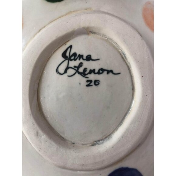 Studio Art Pottery Multi-color Polka Dot Trinket Dish Signed Jana Lenon - Picture 4 of 5